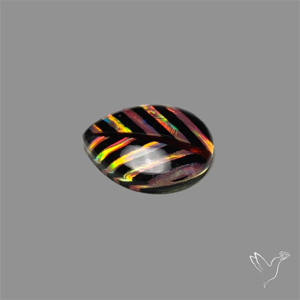 Aurora Opal Inlay Black Onyx Leaf Doublet