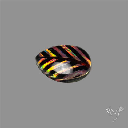 Aurora Opal Inlay Black Onyx Leaf Doublet