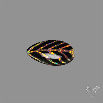 Aurora Opal Inlay Black Onyx Leaf Doublet