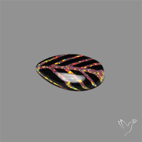 Aurora Opal Inlay Black Onyx Leaf Doublet