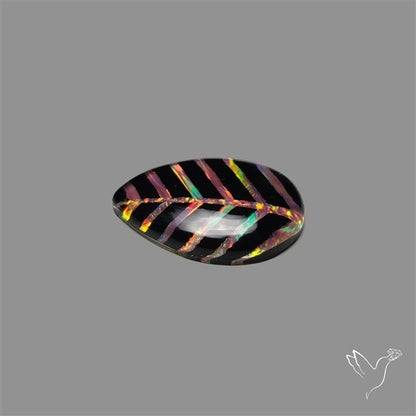 Aurora Opal Inlay Black Onyx Leaf Doublet