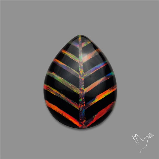 Aurora Opal Inlay Black Onyx Leaf Doublet