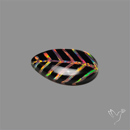 Aurora Opal Inlay Black Onyx Leaf Doublet