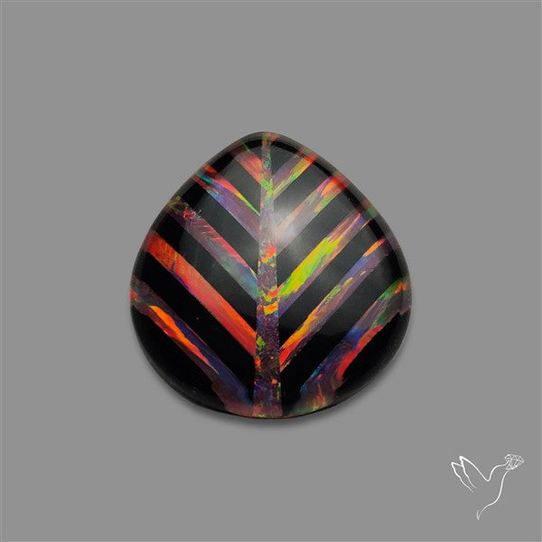 Aurora Opal Inlay Black Onyx Leaf Doublet