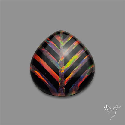 Aurora Opal Inlay Black Onyx Leaf Doublet