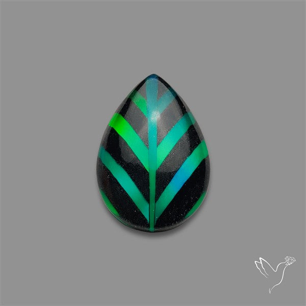Aurora Opal Inlay Black Onyx Leaf Doublet