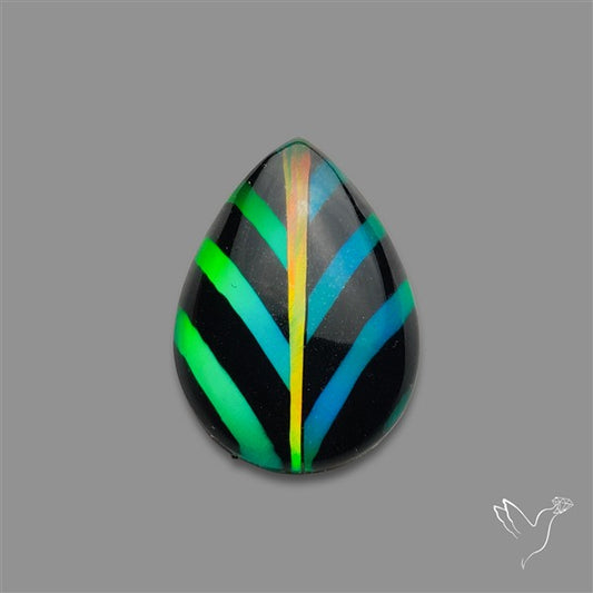 Aurora Opal Inlay Black Onyx Leaf Doublet