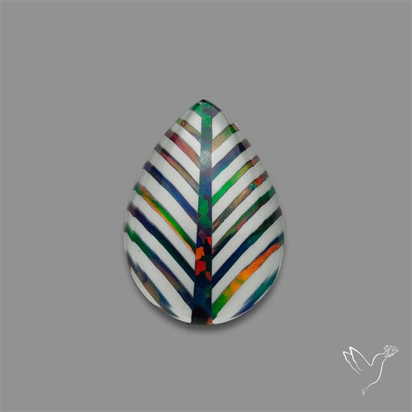 Aurora Opal Inlay White Agate Leaf Doublet