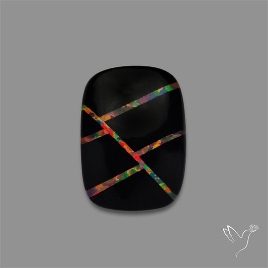 Aurora Opal Inlay Black Onyx Doublet