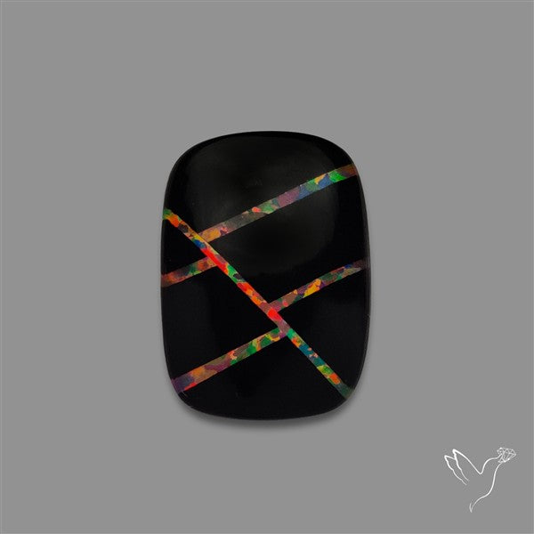 Aurora Opal Inlay Black Onyx Doublet