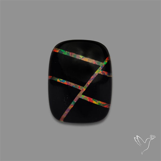 Aurora Opal Inlay Black Onyx Doublet