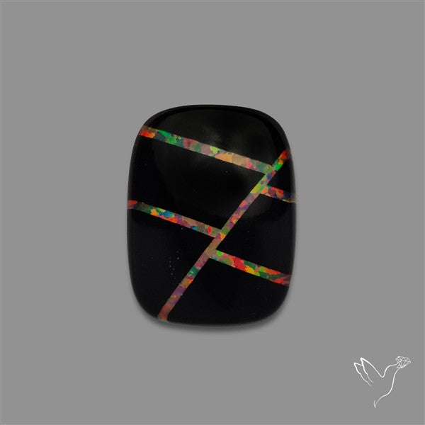 Aurora Opal Inlay Black Onyx Doublet