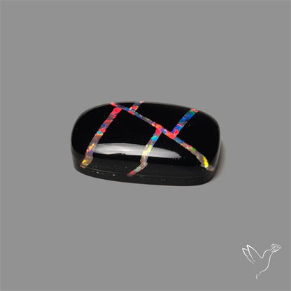 Aurora Opal Inlay Black Onyx Doublet