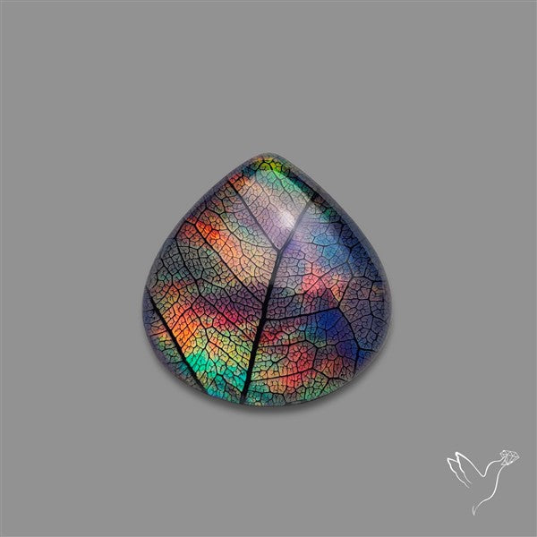 Aurora Opal Leaf Skeleton Inlay Doublet with Quartz