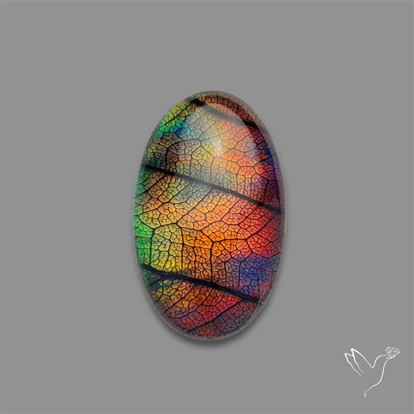 Aurora Opal Leaf Skeleton Inlay Doublet with Quartz