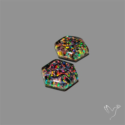 Crushed Opal Inlay In Quartz Doublets Pair
