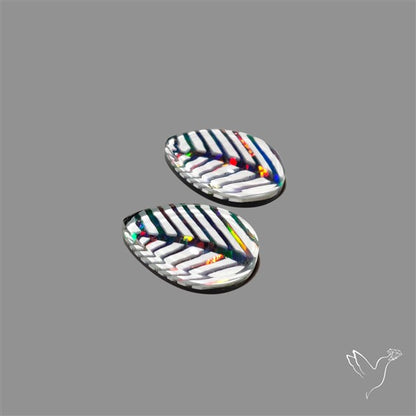 Aurora Opal Inlay White Agate Leaf Doublets Pair