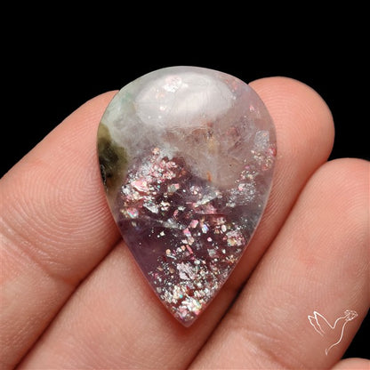 Bloodshot Iolite Sunstone Cabochon with Green Tourmaline Inclusion