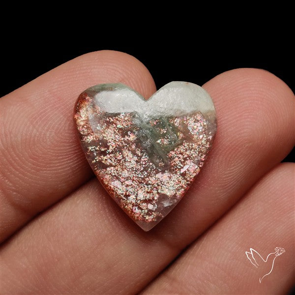 Bloodshot Iolite Sunstone Cabochon with Green Tourmaline Inclusion