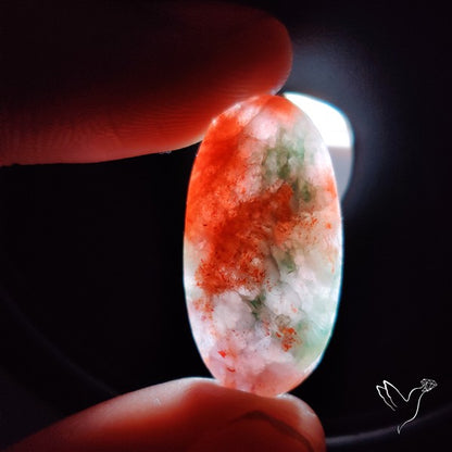 Bloodshot Iolite Sunstone Cabochon with Green Tourmaline Inclusion