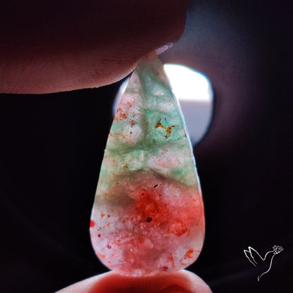 Bloodshot Iolite Sunstone Cabochon with Green Tourmaline Inclusion
