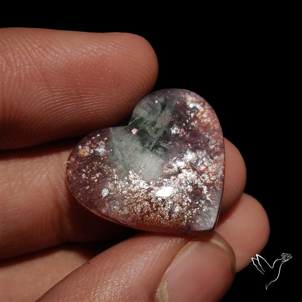 Bloodshot Iolite Sunstone Heart Cabochon
