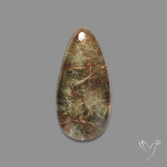 Lodolite Garden Quartz with Golden Rutile Inclusions Cabochon (Raw Backs)