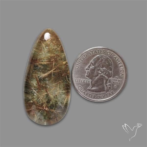 Lodolite Garden Quartz with Golden Rutile Inclusions Cabochon (Raw Backs)