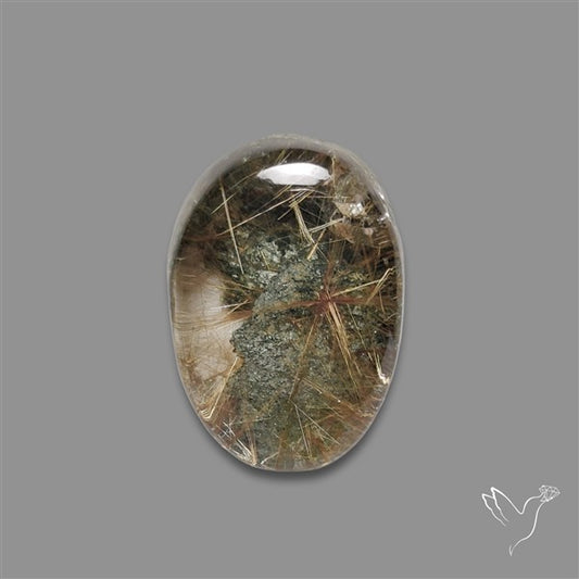 Lodolite Garden Quartz with Golden Rutile Inclusions Cabochon (Raw Backs)