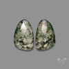 Rose Cut Moss Agate and Quartz Doublet Pair
