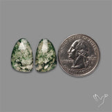Rose Cut Moss Agate and Quartz Doublet Pair