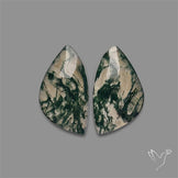 Rose Cut Moss Agate and Quartz Doublet Pair