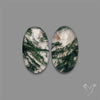 Rose Cut Moss Agate and Quartz Doublet Pair