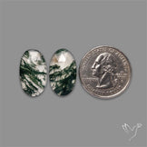 Rose Cut Moss Agate and Quartz Doublet Pair