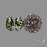 Rose Cut Moss Agate and Quartz Doublet Pair