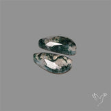 Rose Cut Moss Agate and Quartz Doublet Pair