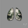 Rose Cut Moss Agate and Quartz Doublet Pair