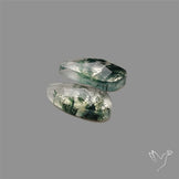 Rose Cut Moss Agate and Quartz Doublet Pair