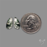 Rose Cut Moss Agate and Quartz Doublet Pair
