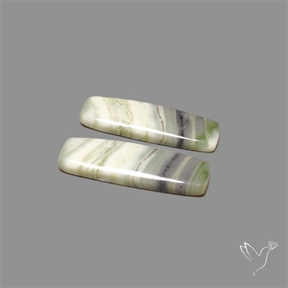 Green Serpentine Cabochons Pair