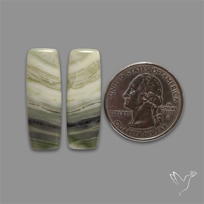 Green Serpentine Cabochons Pair
