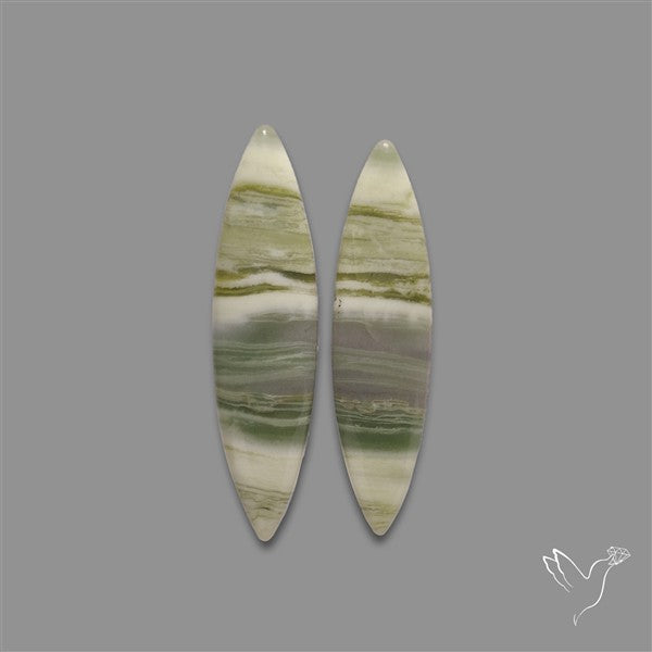 Green Serpentine Cabochons Pair