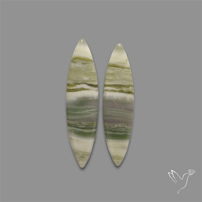 Green Serpentine Cabochons Pair