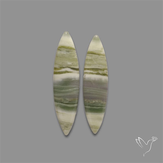 Green Serpentine Cabochons Pair