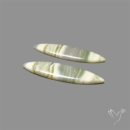 Green Serpentine Cabochons Pair