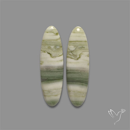 Green Serpentine Cabochons Pair