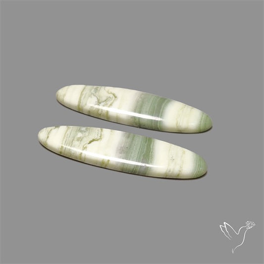 Green Serpentine Cabochons Pair