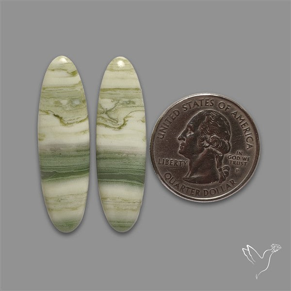 Green Serpentine Cabochons Pair