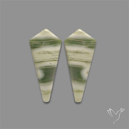 Green Serpentine Cabochons Pair