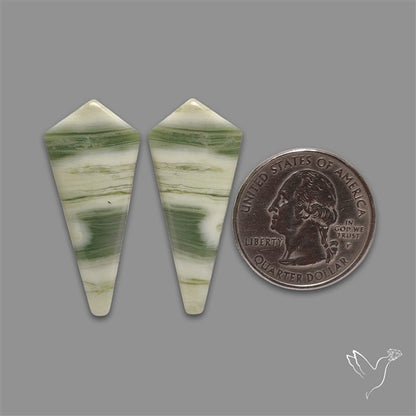 Green Serpentine Cabochons Pair
